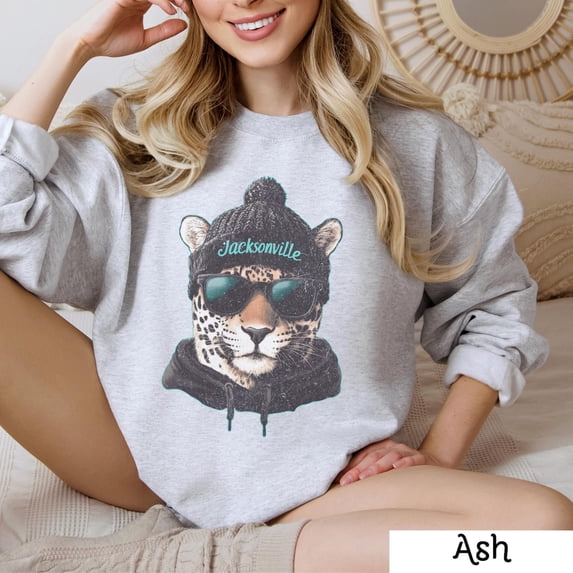 Jacksonville Football Crewneck Sweatshirt, Vintage Sports Fan Apparel, Trendy Game Day Gift Shirt,Ash Grey color,size S