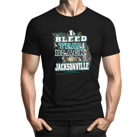 Jacksonville Football "I Bleed Teal and Black - GO Jacksonville!" Black T-Shirt|