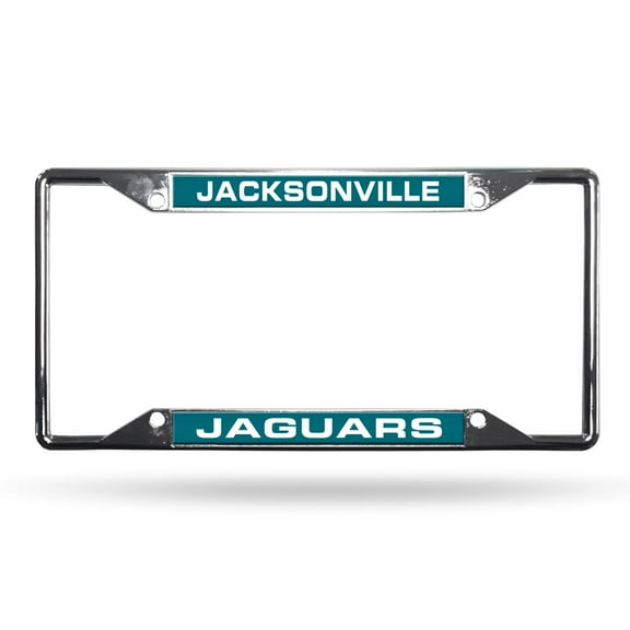 Jacksonville Football Jaguars All Corner EZ View Chrome Metal Laser Cut License Plate Frame