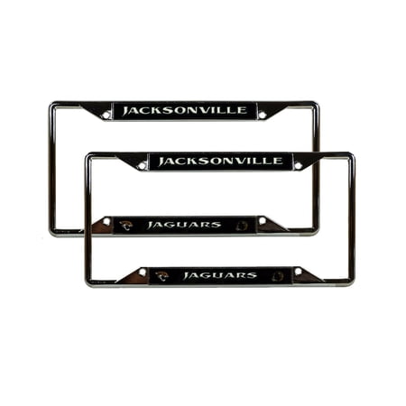 Jacksonville Football Jaguars Chrome EZ View License Plate Frame - Set of 2 Auto Frames