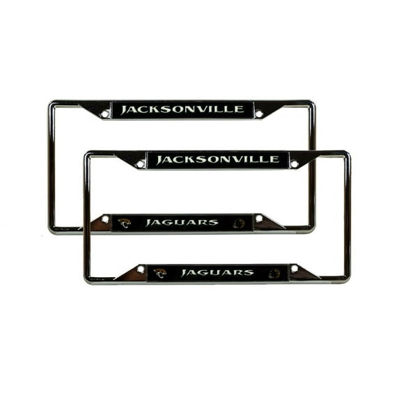 Jacksonville Football Jaguars Chrome EZ View License Plate Frame - Set of 2 Auto Frames
