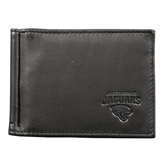 Jacksonville Football Jaguars Genuine Black Leather Money Clip Wallet RFID Blocking