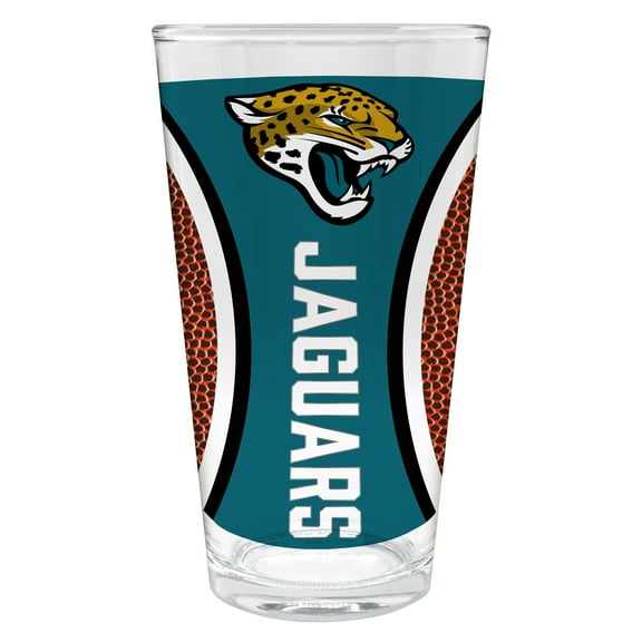 Jacksonville Jaguars 16 ounce team pint glass with Gameball graphic