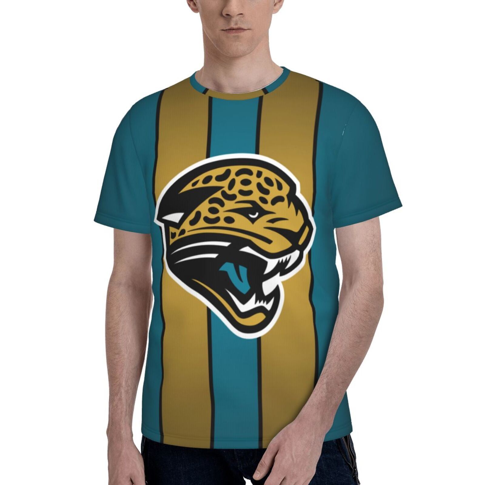 Jacksonville-Jaguars Men T-Shirt Cotton Crew Neck Casual Loose Short ...