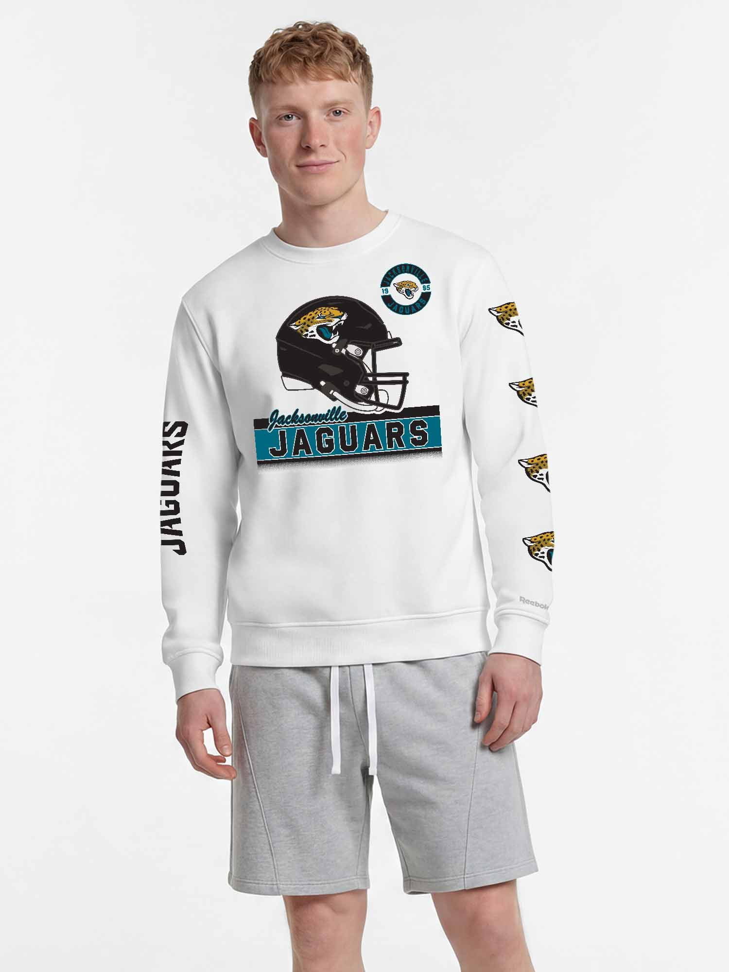 Jacksonville Jaguars Reebok Mens White Crew Sweatshirt