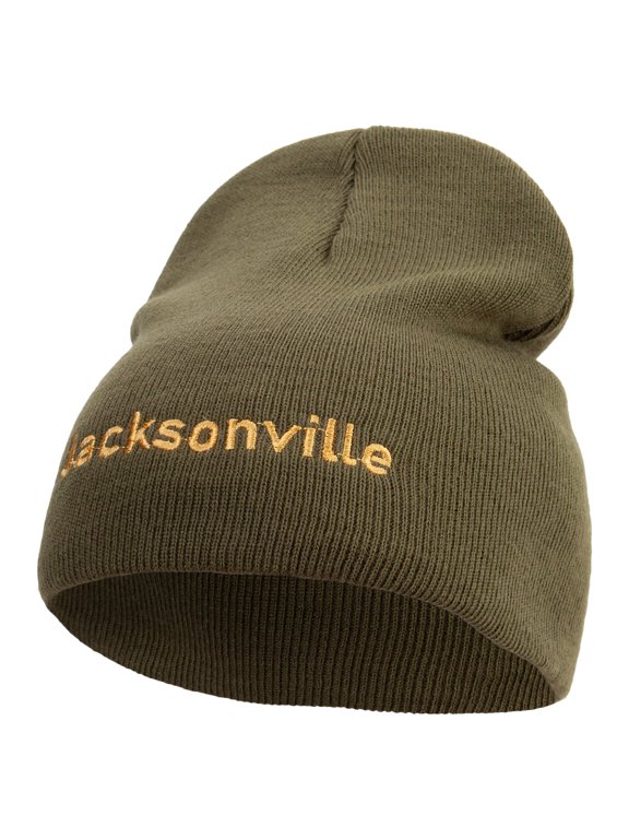 Jacksonville Logo Embroidered 8 inch Acrylic Short Beanie - Olive OSFM