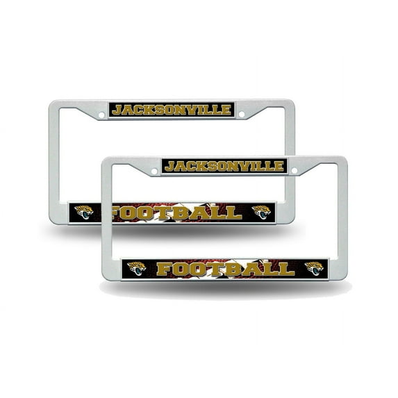 Jacksonville Football Jaguars White Plastic (2) Auto License Plate Frame Set