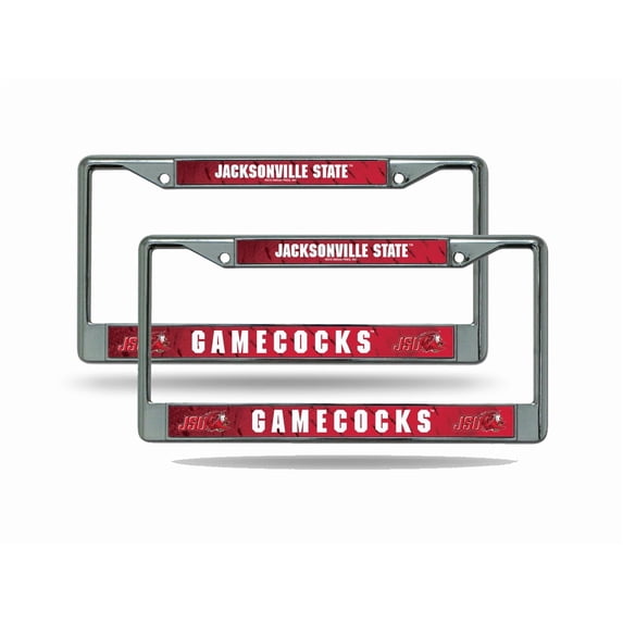 Jacksonville State University Gamecocks Chrome Metal (2) License Plate Frame Set