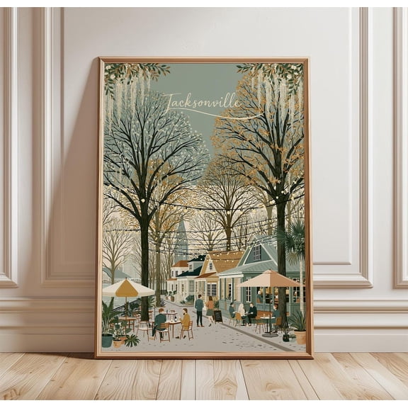 Jacksonville Street Oak Tree Print Florida Wall Art, Unframed Paper Print
