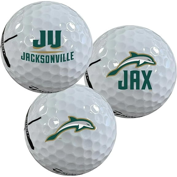 Jacksonville University Dolphins Logo Edition Officially Licensed NCAA Taylormade Distance+ Golf Balls 12-Pack (Dozen)