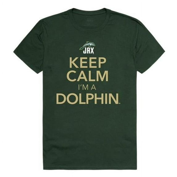 Jacksonville University Men Keep Calm T-Shirt, Forest White - Small