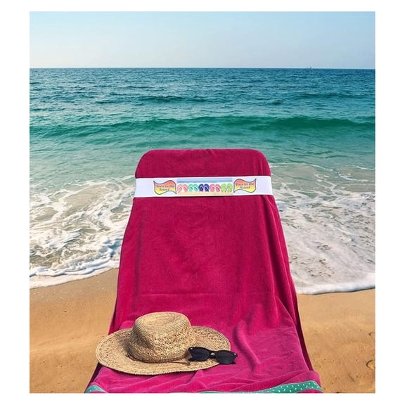 Jackster Beach Towel Band, Elastic Towel Strap for Pool, Beach, Lounge and Cruise Chairs (2 Pack, Toes in The Sand)