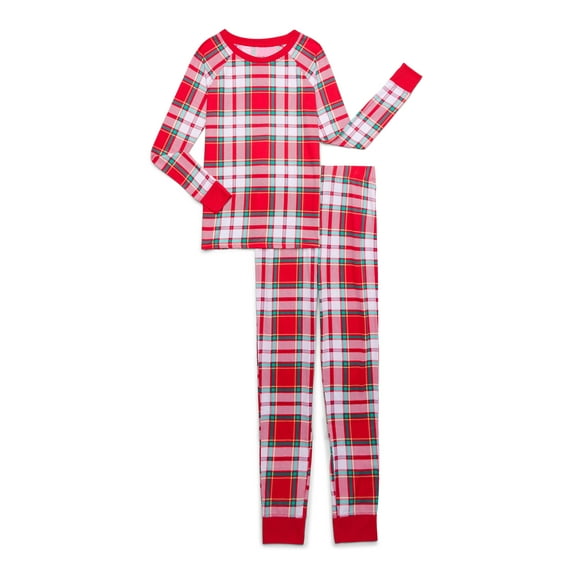 Jaclyn Boys and Girls Red Plaid Family Sleep Holiday 2-Piece Pajama Set, Sizes 6-14
