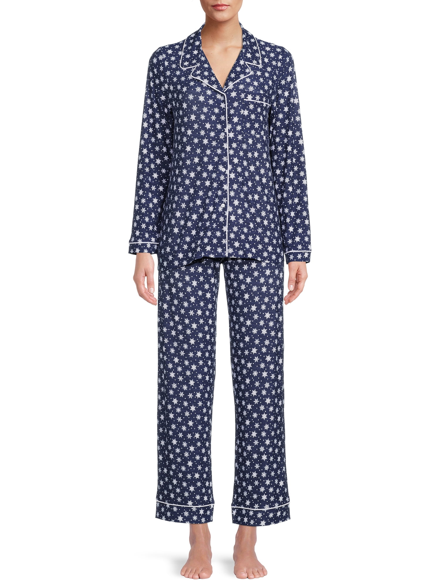 Jaclyn Intimates Long Sleeve Collared Printed Pajamas Women s 2
