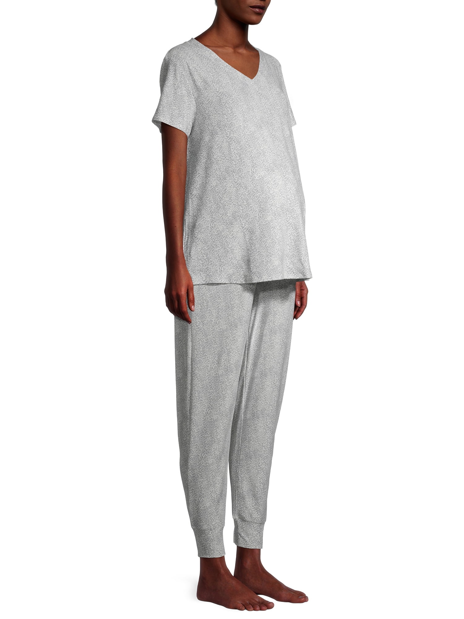 Jaclyn Intimates Short Sleeve VNeck Leopard Print Pajamas (Maternity