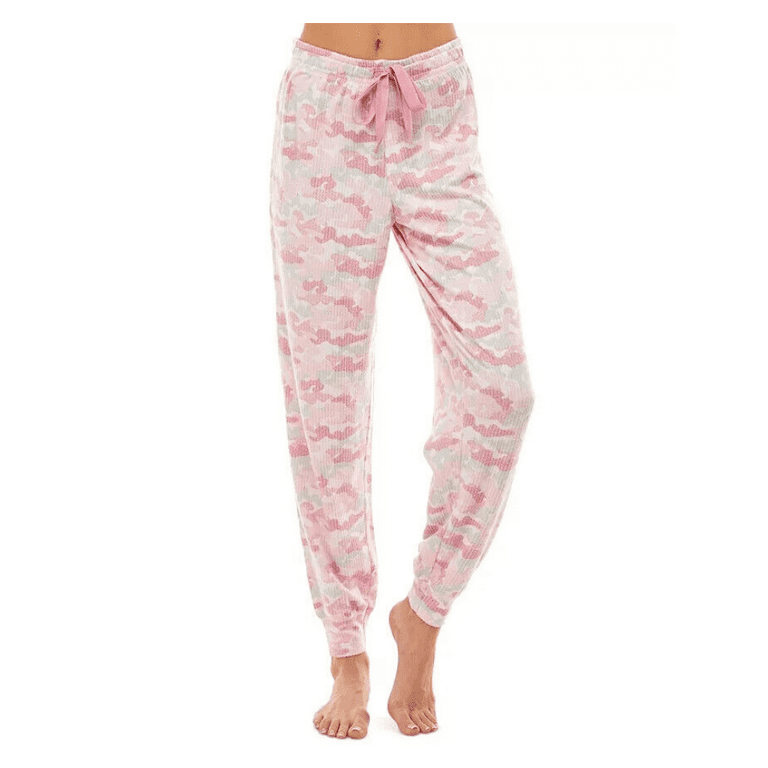 Jaclyn Intimates Women s Ribbed Jogger Pajama Pants Pink M Walmart
