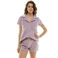 thumbnail image 1 of Jaclyn Intimates Womens Ribbed Velour Short Sleeve Top and Shorts 2 Piece Loungewear Set, Sea Fog, L, 1 of 3