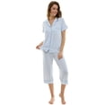 thumbnail image 1 of Jaclyn NY Short Sleeve & Capri Notch Collar Pajama Set (Juniors & Women), 1 of 3