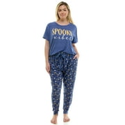 JACLYN INTIMATES Jaclyn Short Sleeve Crew Neck & Jogger Halloween Pajama Set
