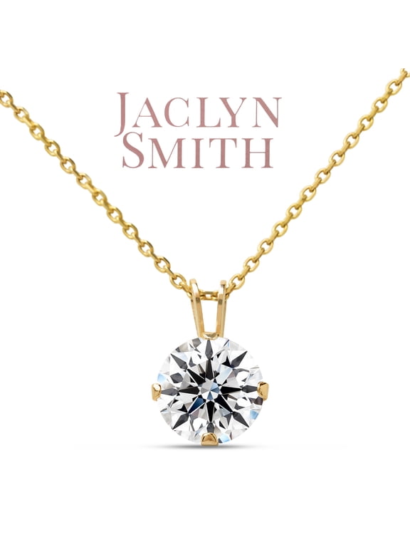 1/2 Carat Moissanite Solitaire Necklace In Yellow Gold With Free Chain