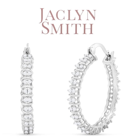 Jaclyn Smith 1/2 Carat Sparkling Created Diamond Hoop Earrings, 1 Inch