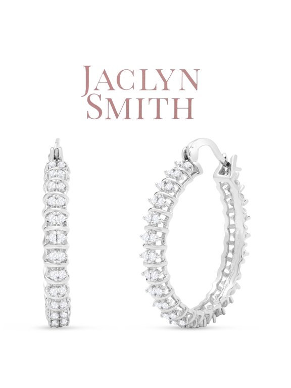 1/2 Carat Sparkling Created Diamond Hoop Earrings, 1 Inch
