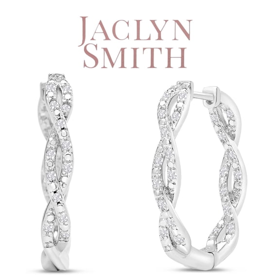 Jaclyn Smith 1/2 Carat Sparkling Created Diamond Infinity Hoop Earrings, 1 Inch