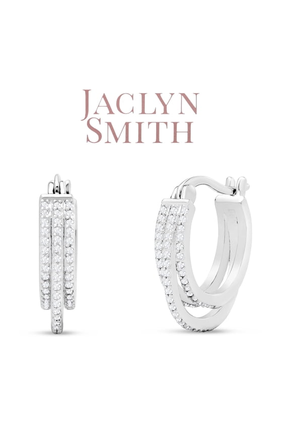 1/2 Carat Triple Sparkling Created Diamond Hoop Earrings