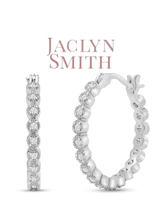 1/4 Carat Sparkling Created Diamond Hoop Earrings, 3/4 Inch