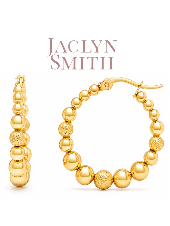 Beaded Hoop Earrings In Gold
