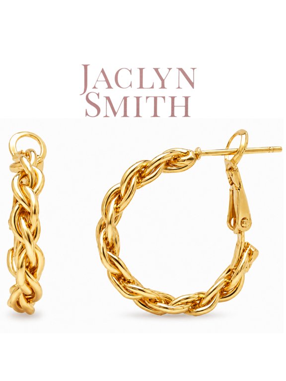 Chain Link Hoop Earrings In Gold