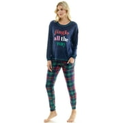 JACLYN INTIMATES Jaclyn Woman's Crew Neck Sweatshirt and Jogger Pants Christmas Pajama Set