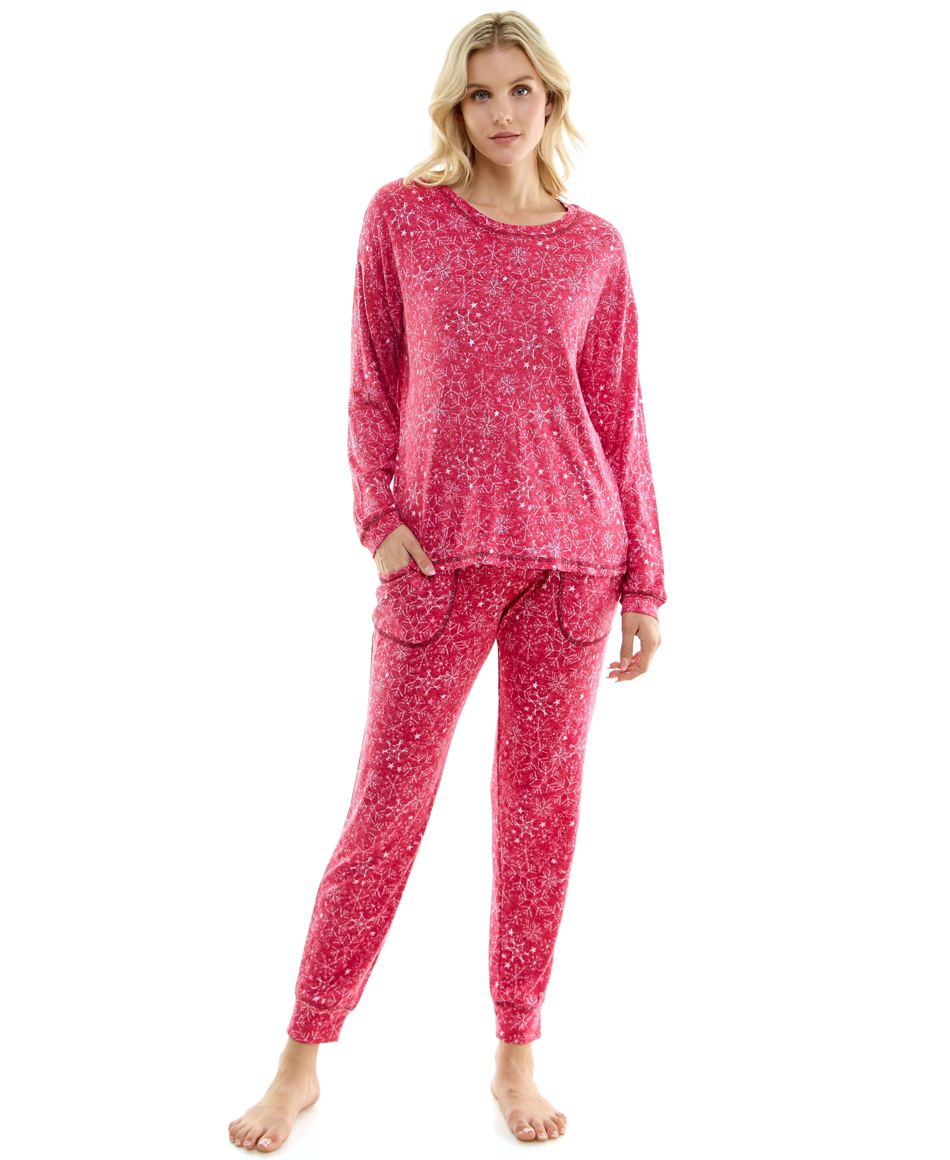 Jaclyn Woman's Crew Neck Sweatshirt and Jogger Pants Christmas Pajama ...