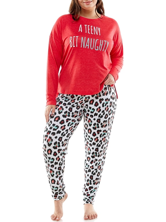 Women and Women's Plus Holiday Printed Long Sleeve Pajama Set