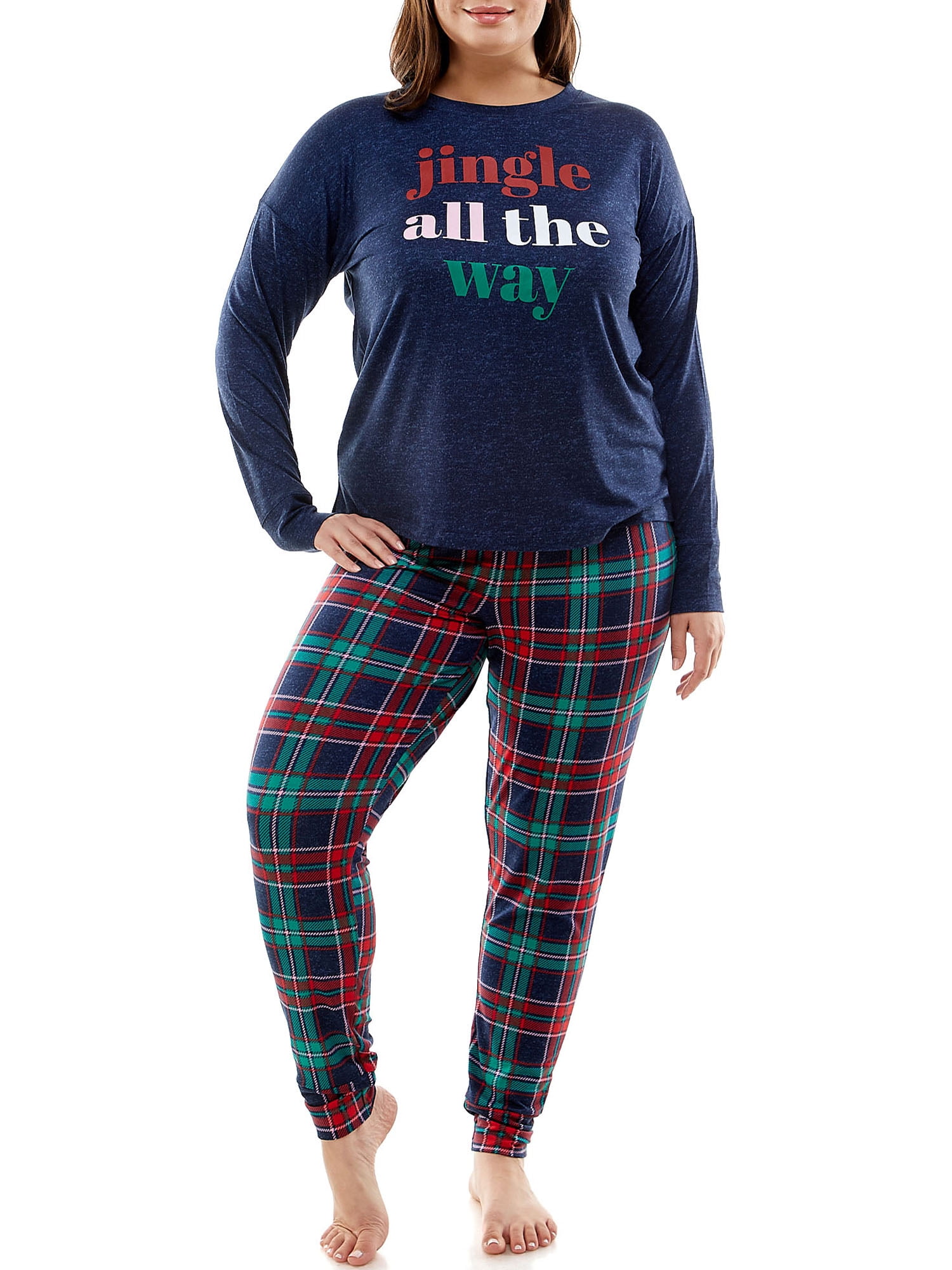 Jaclyn Women and Women's Plus Holiday Printed Long Sleeve Pajama Set