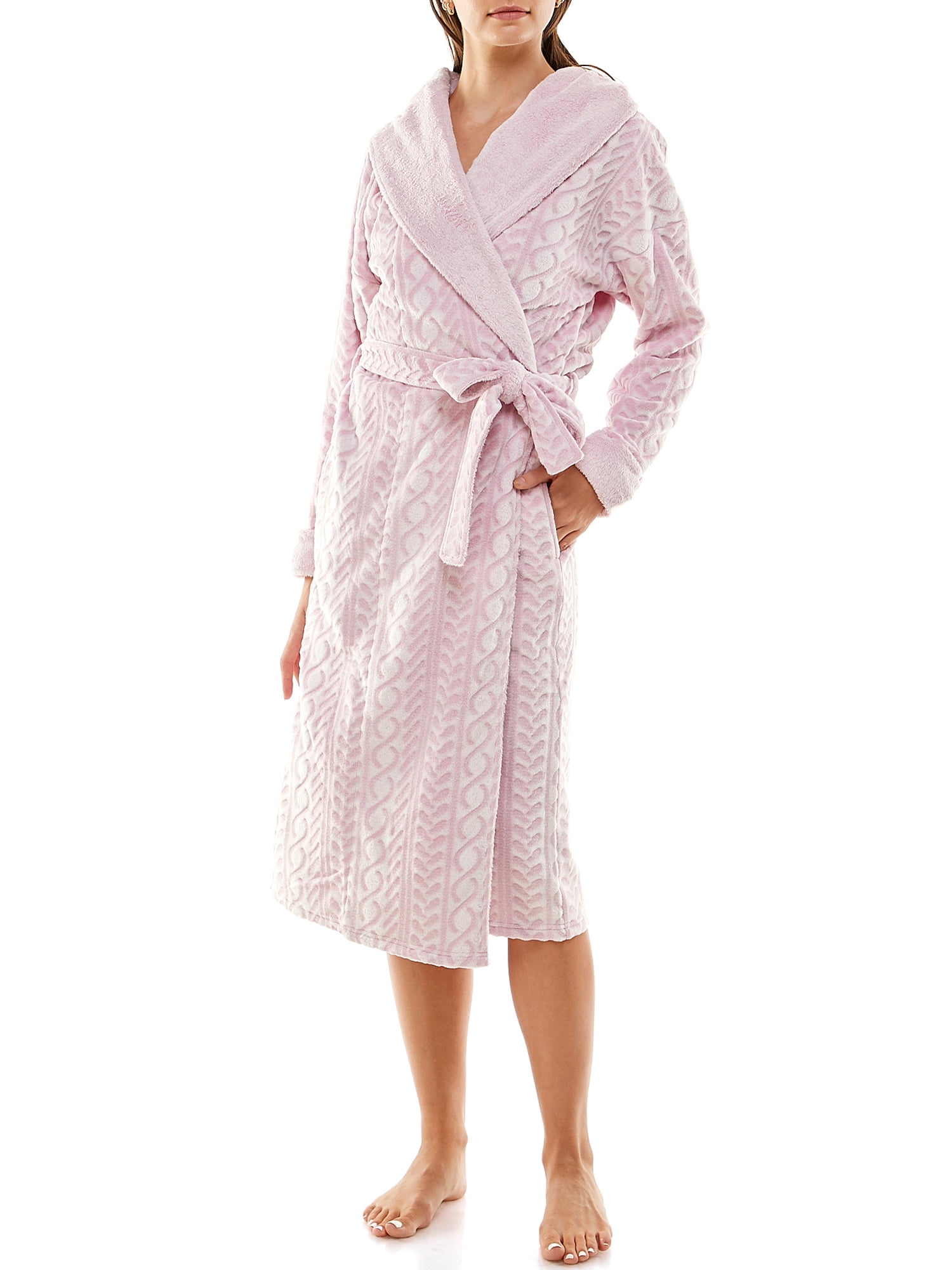 Jaclyn Women's Cable Plush Robe - Walmart.com