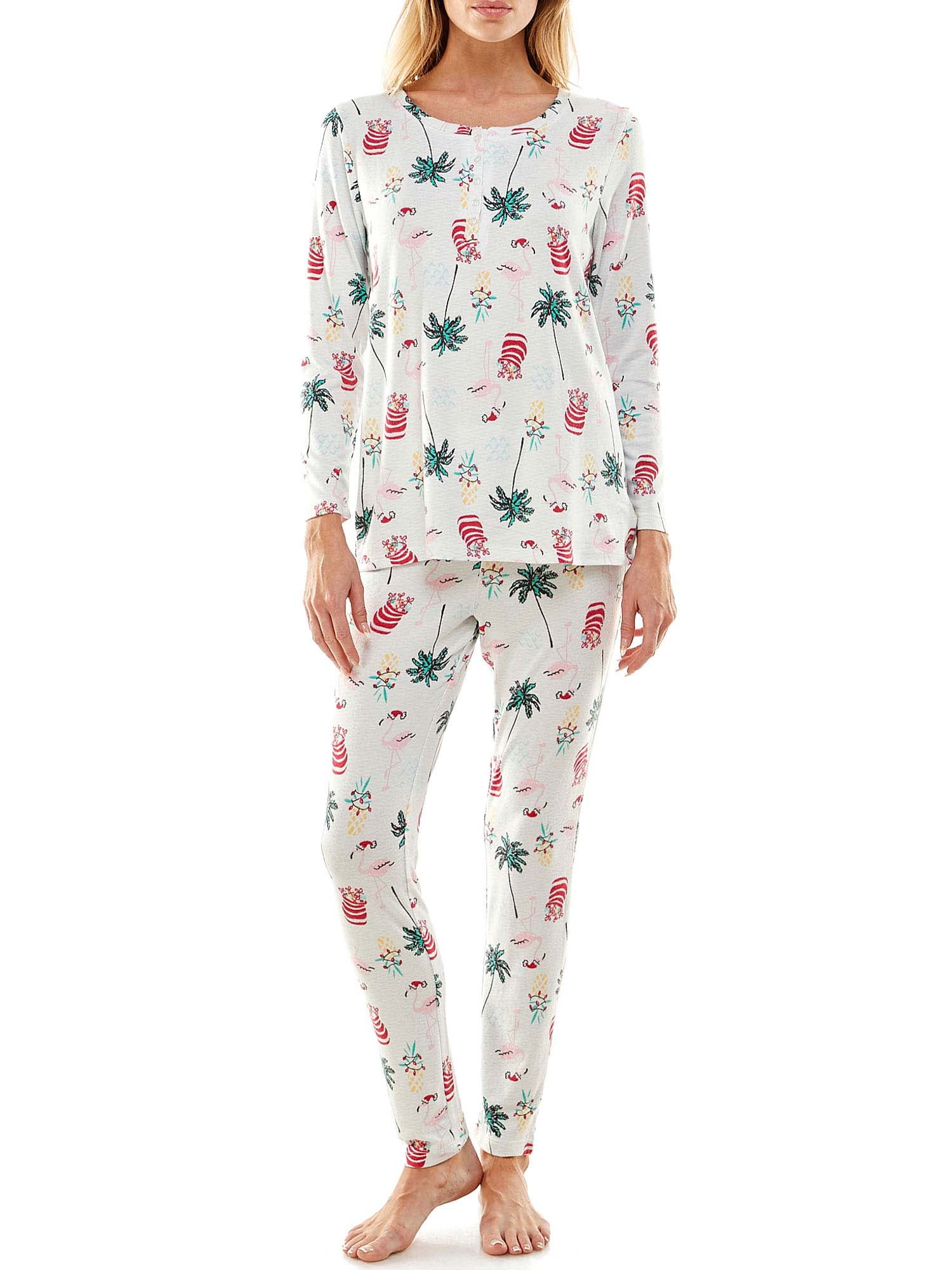Jaclyn Women's Holiday Printed Henley and Legging Pajama Set