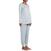 JACLYN INTIMATES Jaclyn Women's Maternity Whisperluxe Long Sleeve Raglan Top & Jogger, 2-Piece Sleep Set