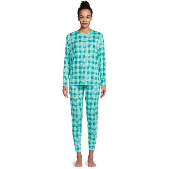 Jaclyn Women's Print Holiday Sleep Tee and Jogger Pants Pajama Set, 2-Piece, Size S-3X