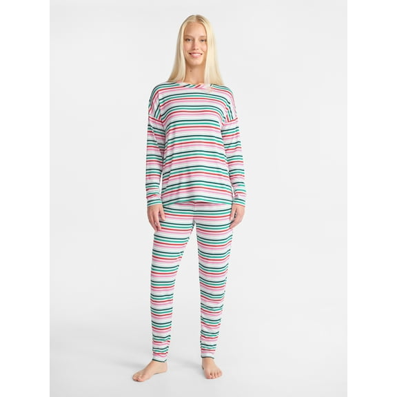 Jaclyn Women's and Women's Plus Holiday Graphic Sleep Tee and Jogger Pants Pajama Set, 2-Piece, Sizes XS-3X