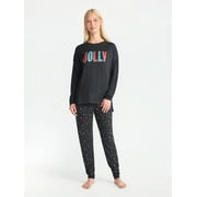 JACLYN Women's and Women's Plus Holiday Graphic Sleep Tee and Jogger Pants Pajama Set, 2-Piece, Sizes XS-3X
