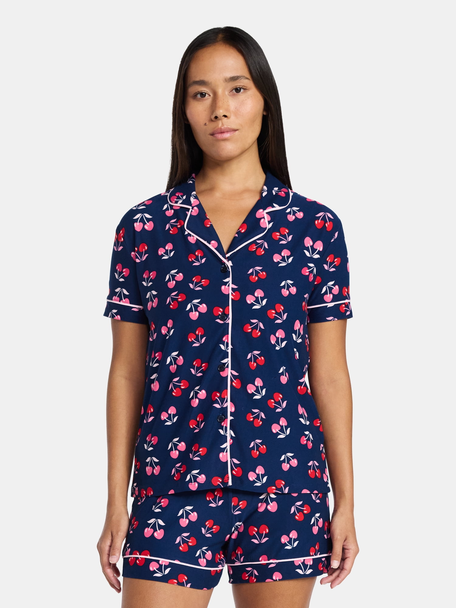 Jaclyn Women's Valentine's Day Notch Collar Top and Shorts Pajama