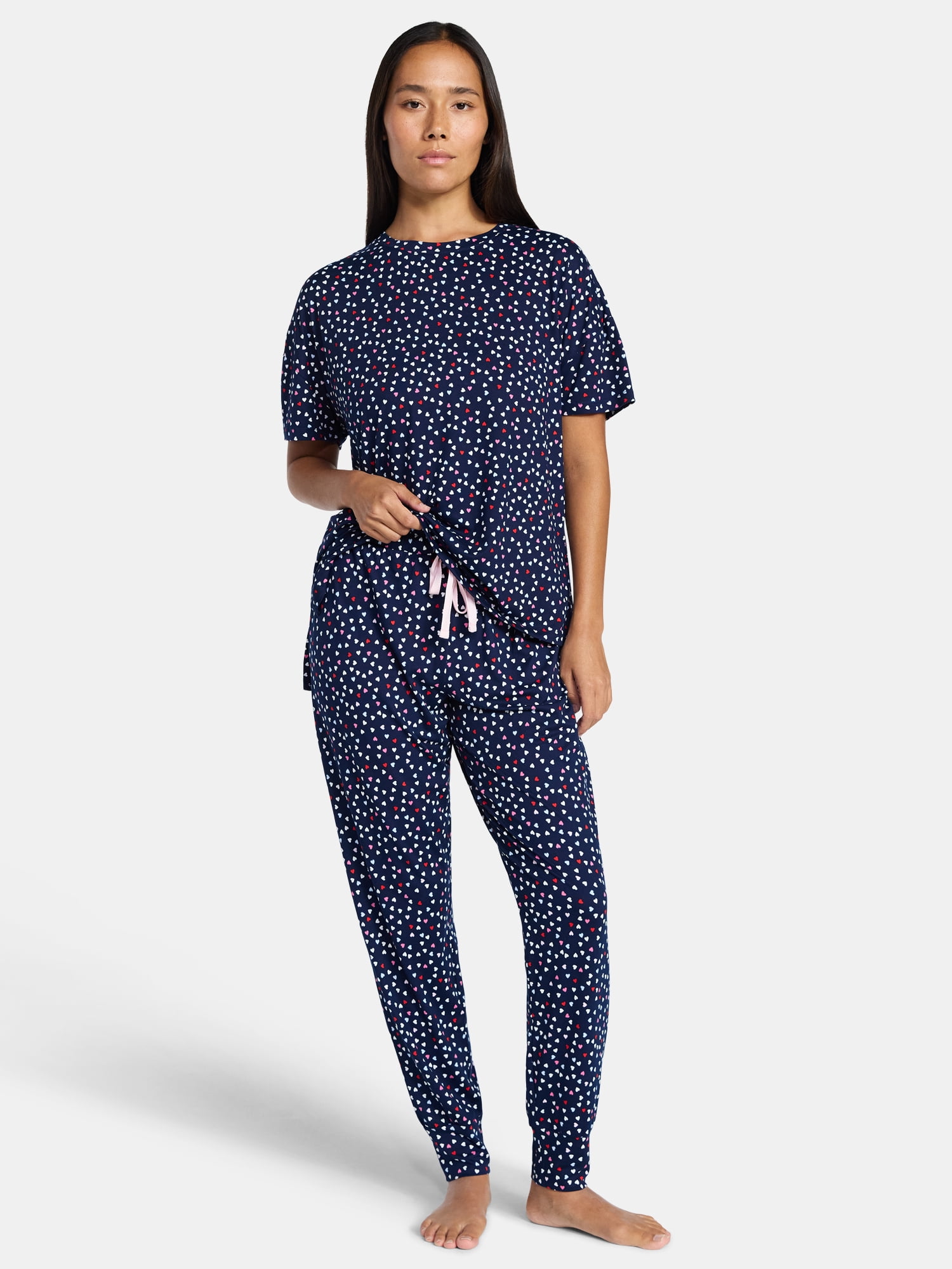 Jaclyn Women's Valentine's Day Sleep Tee and Jogger Pants Pajama Set, 2-Piece, Sizes S-XL