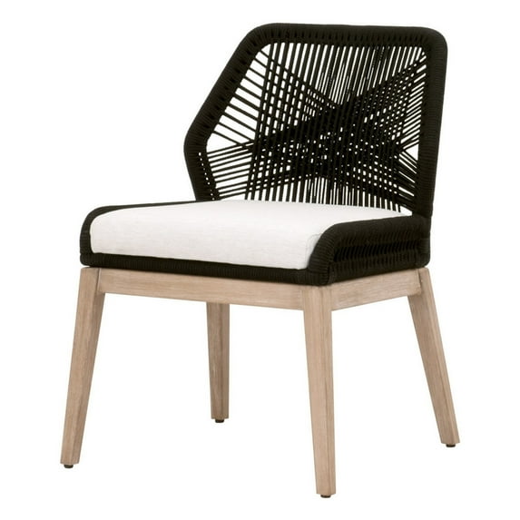 Jacob 23 Inch Set of 2 Dining Chairs with Rope Back, Fixed Seat, White- Saltoro Sherpi
