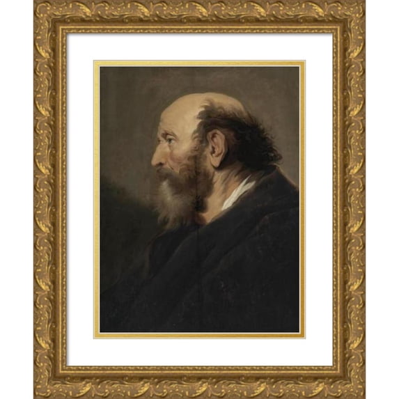 Jacob Adriaensz Backer 19x24 Gold Ornate Framed and Double Matted Museum Art Print Titled - Profile Portrait of a Bearded Man