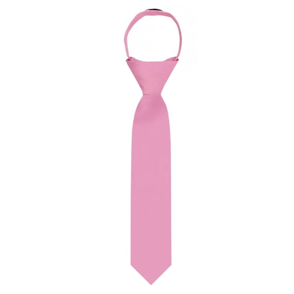 Jacob Alexander Young Boys' 11 inch Solid Color Pre-Tied Zipper Neck Tie - Carnation Pink