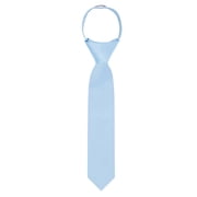 Jacob Alexander Young Boys 11 inch Solid Color Pre-Tied Zipper Neck Tie - Sky Blue