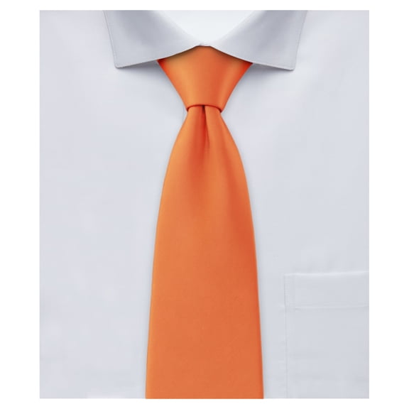 Jacob Alexander Boy's 14" Pretied Ready Made Solid Color Zipper Tie - Orange