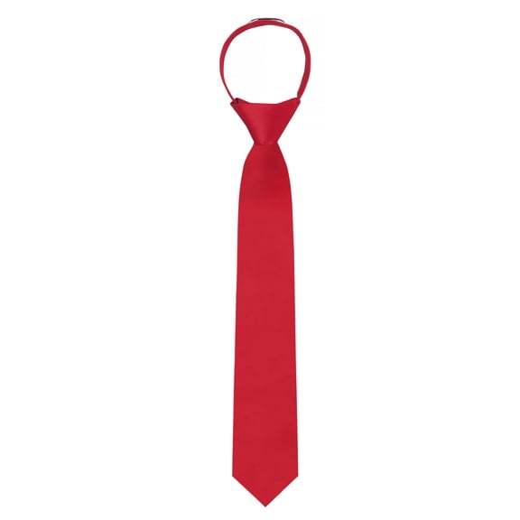 Jacob Alexander Boys' 14 inch Solid Color Pre-Tied Zipper Neck Tie - Red