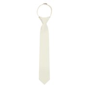 Jacob Alexander Boys' 14 inch Solid Color Pre-Tied Zipper Neck Tie - Ivory Cream